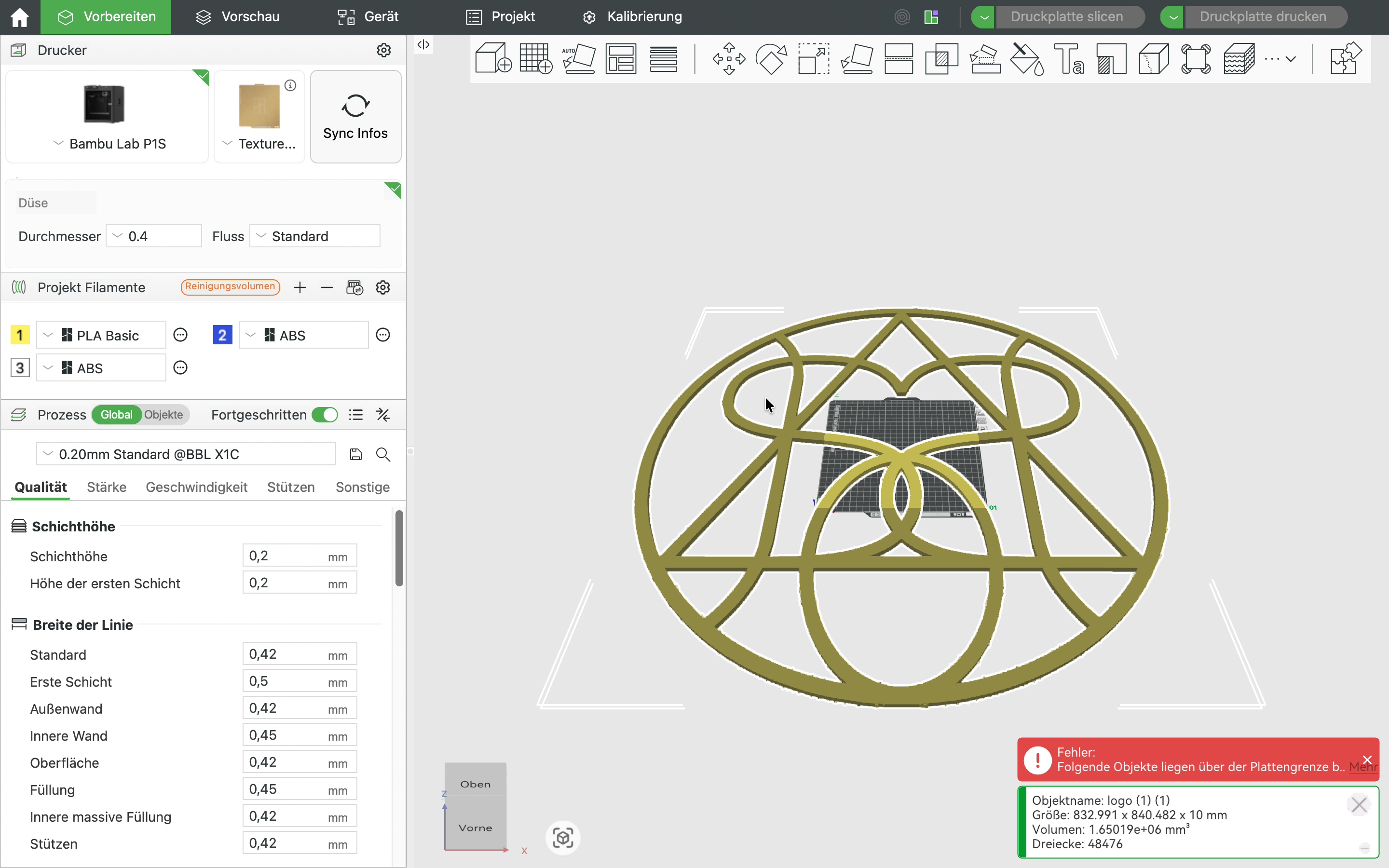 Logo imported into Bambu Studio
