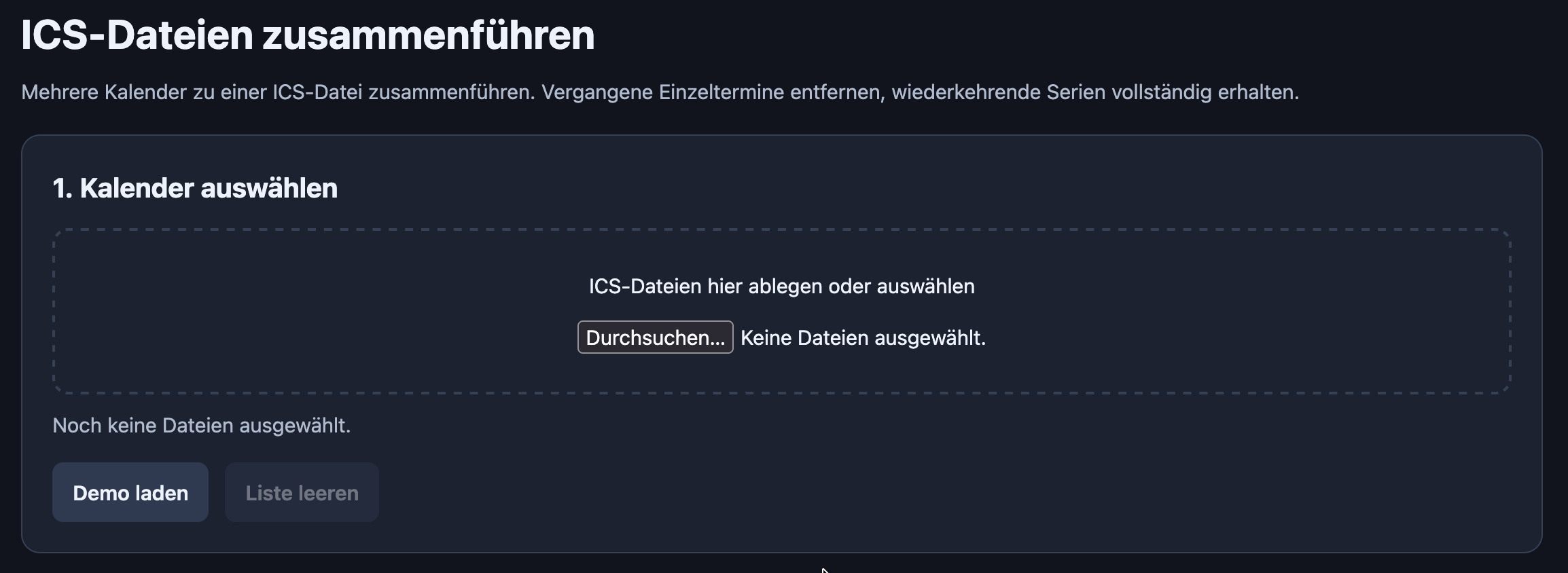 Screenshot of Calendar Merger